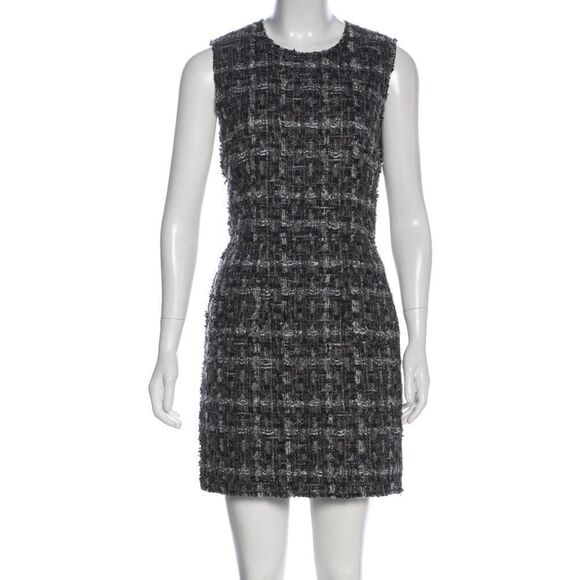 Dolce & Gabbana tweed sleeveless dress, dual patch pockets, frayed trim - Picture 1 of 3